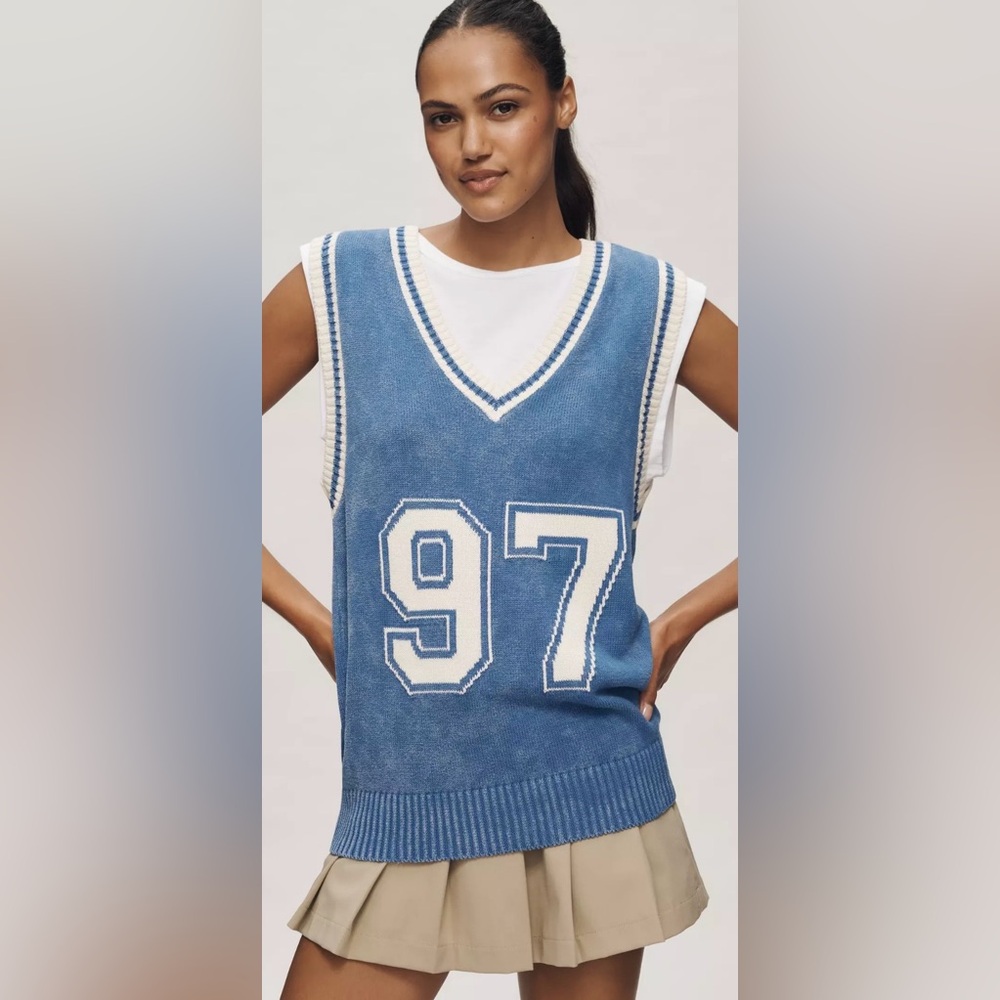 NWT Free People Pilcro Sporty Sleeveless Twofer Sweater XS MSRP $128
